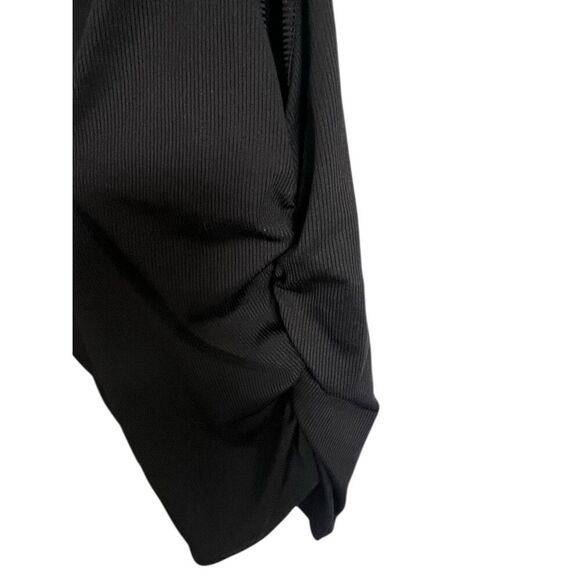 Cider Black Ruched Side Stretchy Ribbed Sleeveless Blouse - Picture 4 of 6
